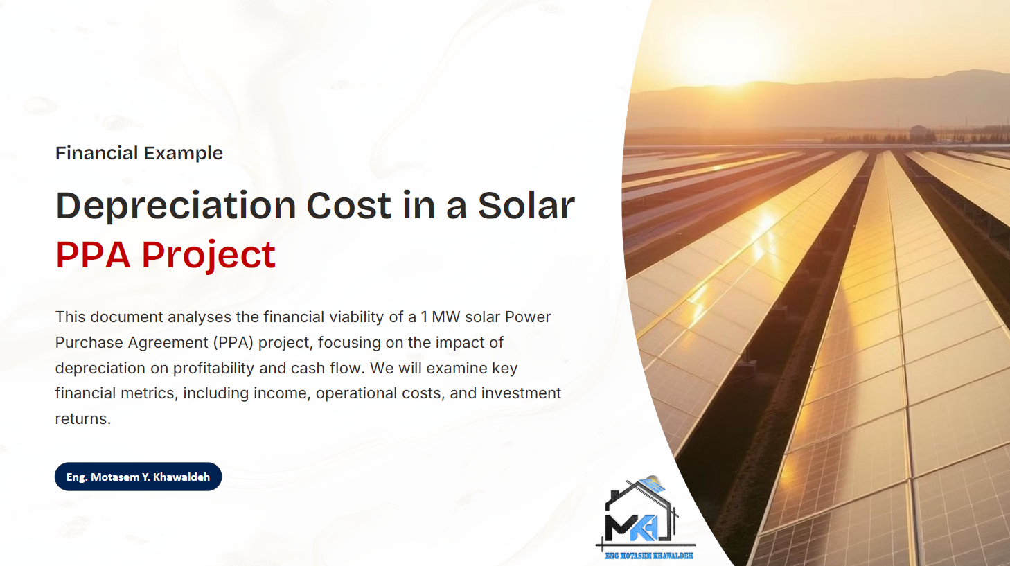 Depreciation Cost in a Solar PPA Project